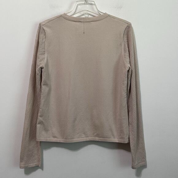 Sioni Zip Front Mixed Media Jacket L Faux Leather Winter White Knit Designer NEW - Picture 8 of 9